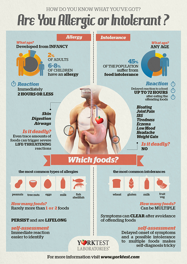 Food Allergy or Food Intolerance | Signs & Symptoms | YorkTest anaphylaxis symptom diagram 