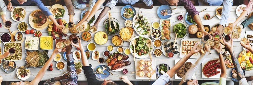 food feast on table