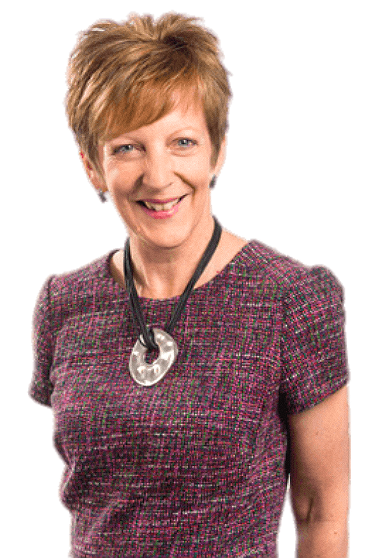 Dr Gill Hart dressed smart and smiling at the camera