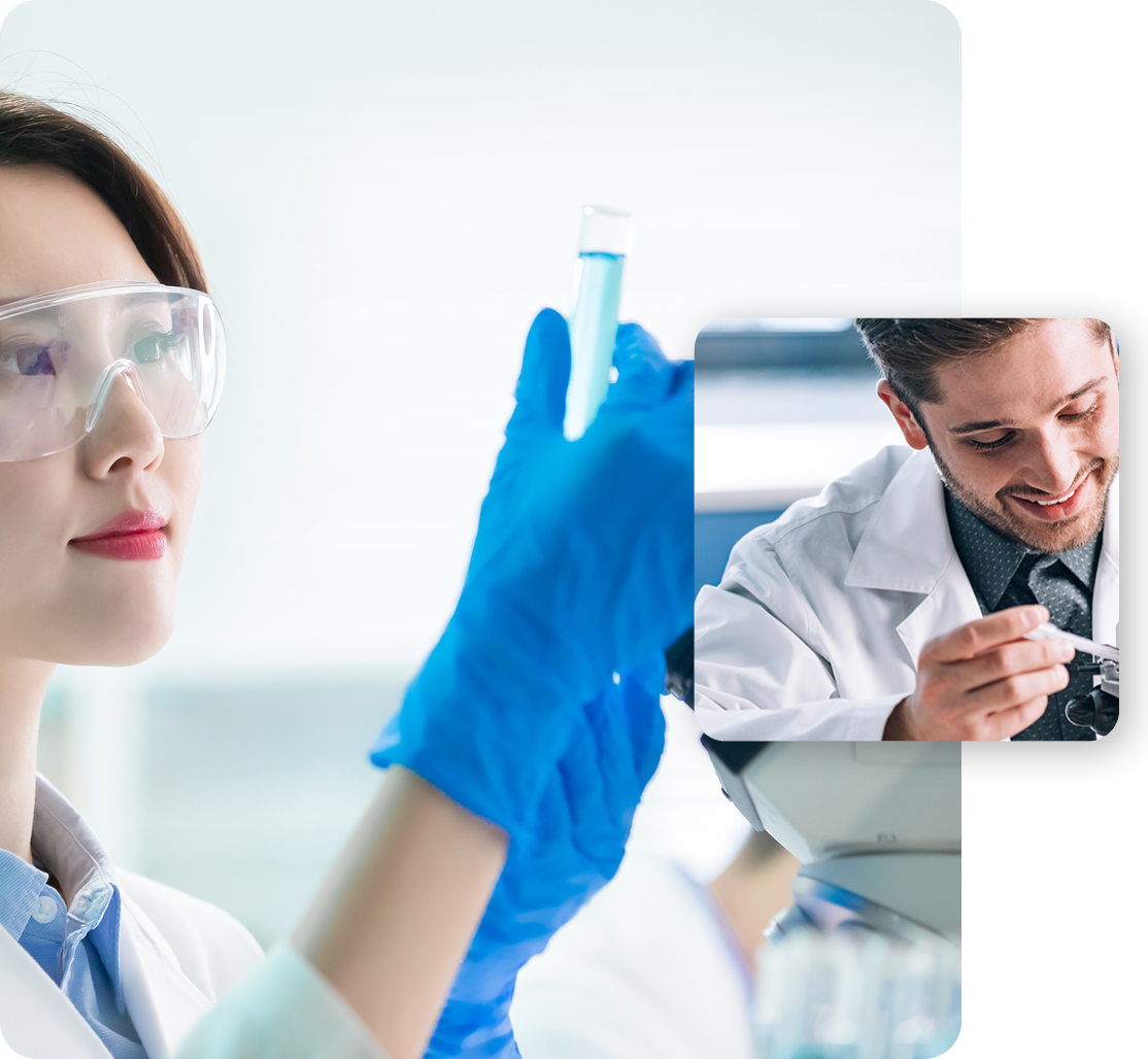 man & women working in yorktest lab