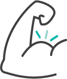 an outline drawing of a contracted bicep