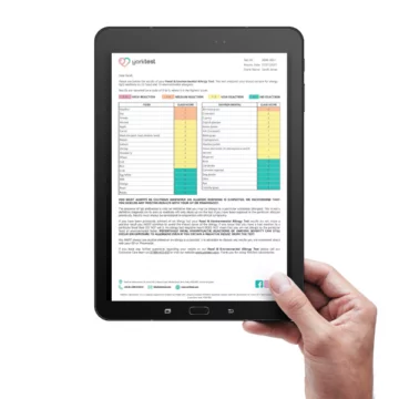 Food and Environmental Test results featured on a black generic tablet