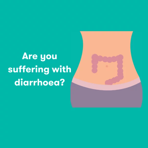 Thumbnail featuring a cartoon representation of the gut with the question "Are you sufferring with diarrhoea?" next to it.