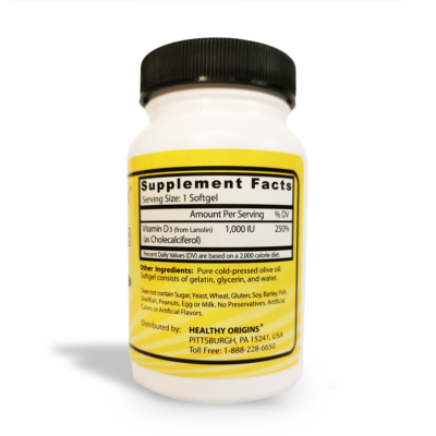 Vitamin D3 Supplements label information