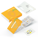 Female Hormones test kit box contents featuring, the kit box, an instructions manual, a pre-paid envelope, a sterile tube and lancets