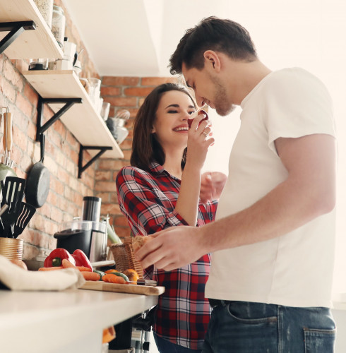 Lovely couple in the kitchen